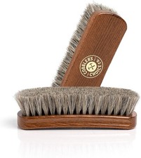 Brown, Premium Shoe Brush - Horsehair Shoe Brush - Concaved Handle for Prem