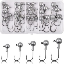 Round Ball Unpainted Jig Heads Sharp Fishing Hooks Bass Trout Crappie