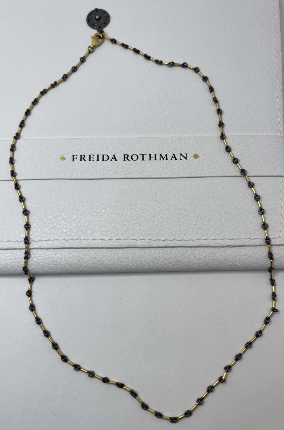 Freida Rothman Black & Gold Bar Link Necklace 18 In