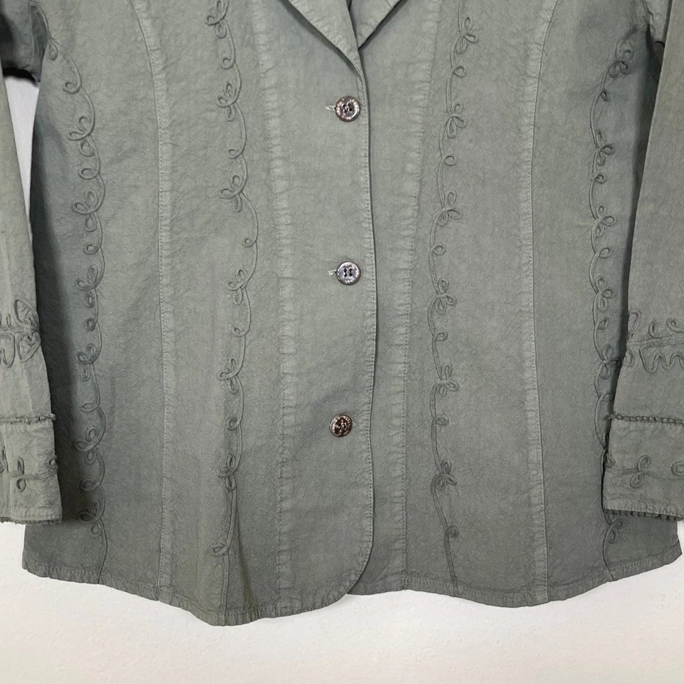 Chaqueta Blazer NOVICA Algodón Bordado L Verde Ejército Perú Boho Arte para Usar Foto 3 de 4
