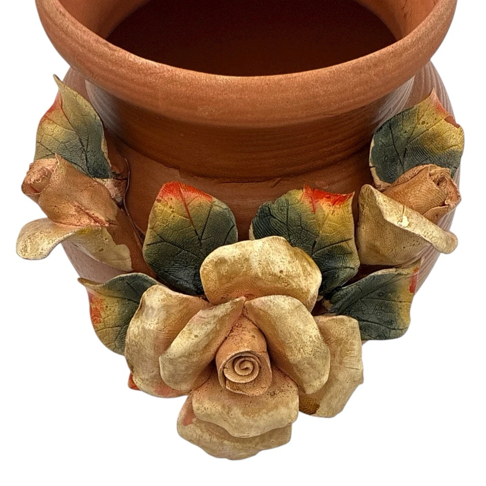 Jarrón de terracota MayRich Vallée de Monte - 3D rosa floral decoración del hogar francés Foto 4 de 4