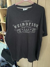 Weird Fish Logo Graphic T-Shirt Black Size XL 44 Chest Short Sleeve