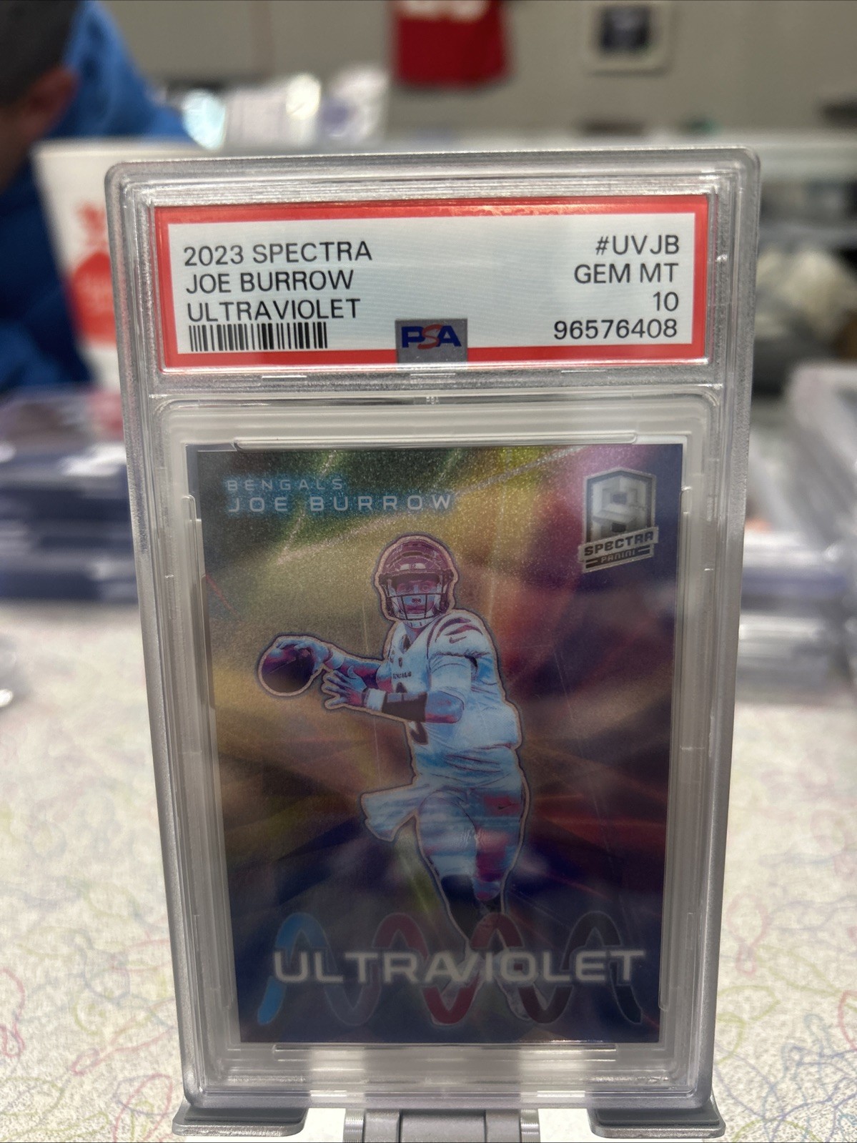 2023 Spectra Joe Burrow Ultraviolet Case Hit SSP PSA 10