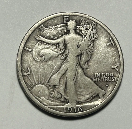 1916 D WALKING LIBERTY HALF DOLLAR FINE+