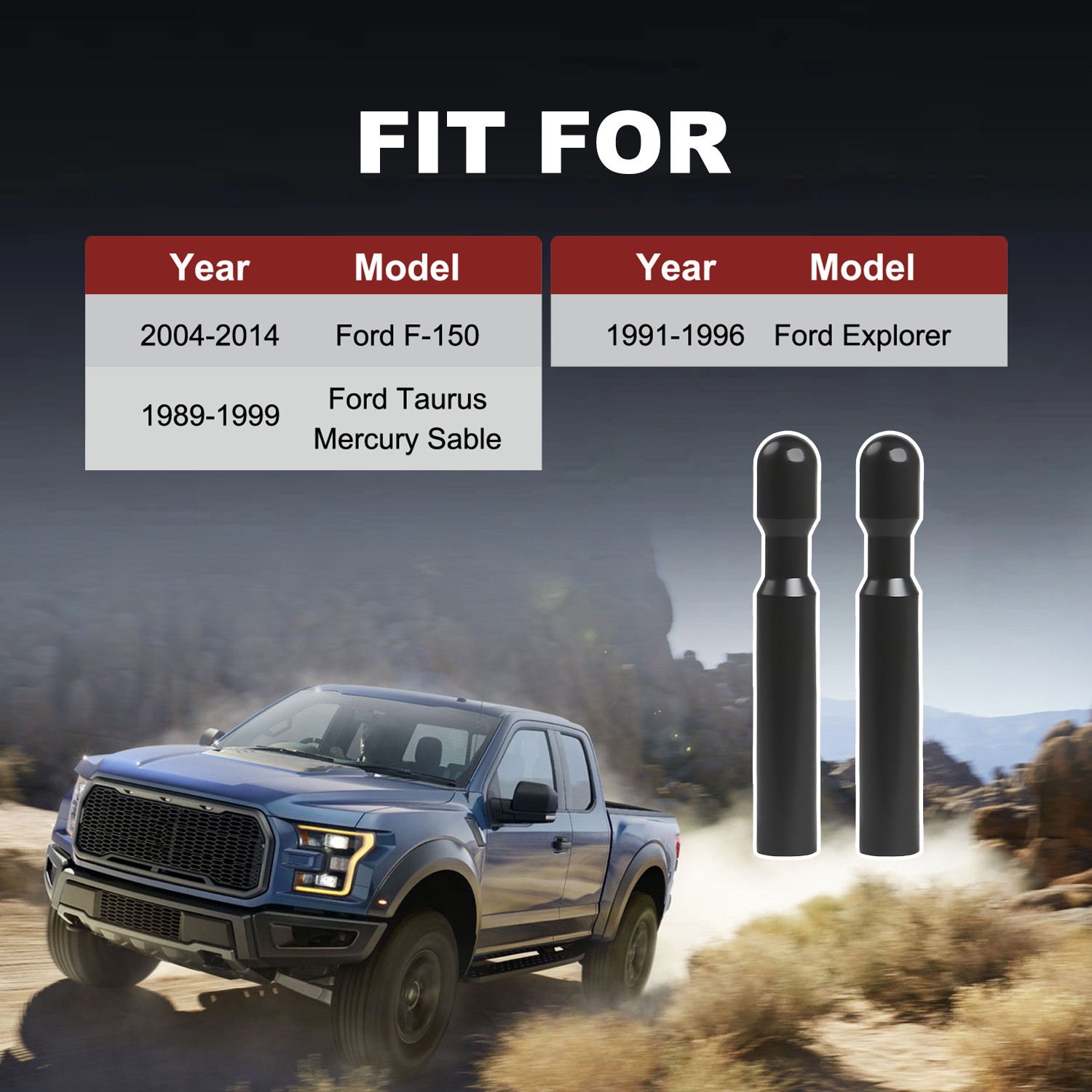 Black Door Lock Knobs Pins Studs Pair for 1989-1999 Ford Taurus FODZ-5421850-A