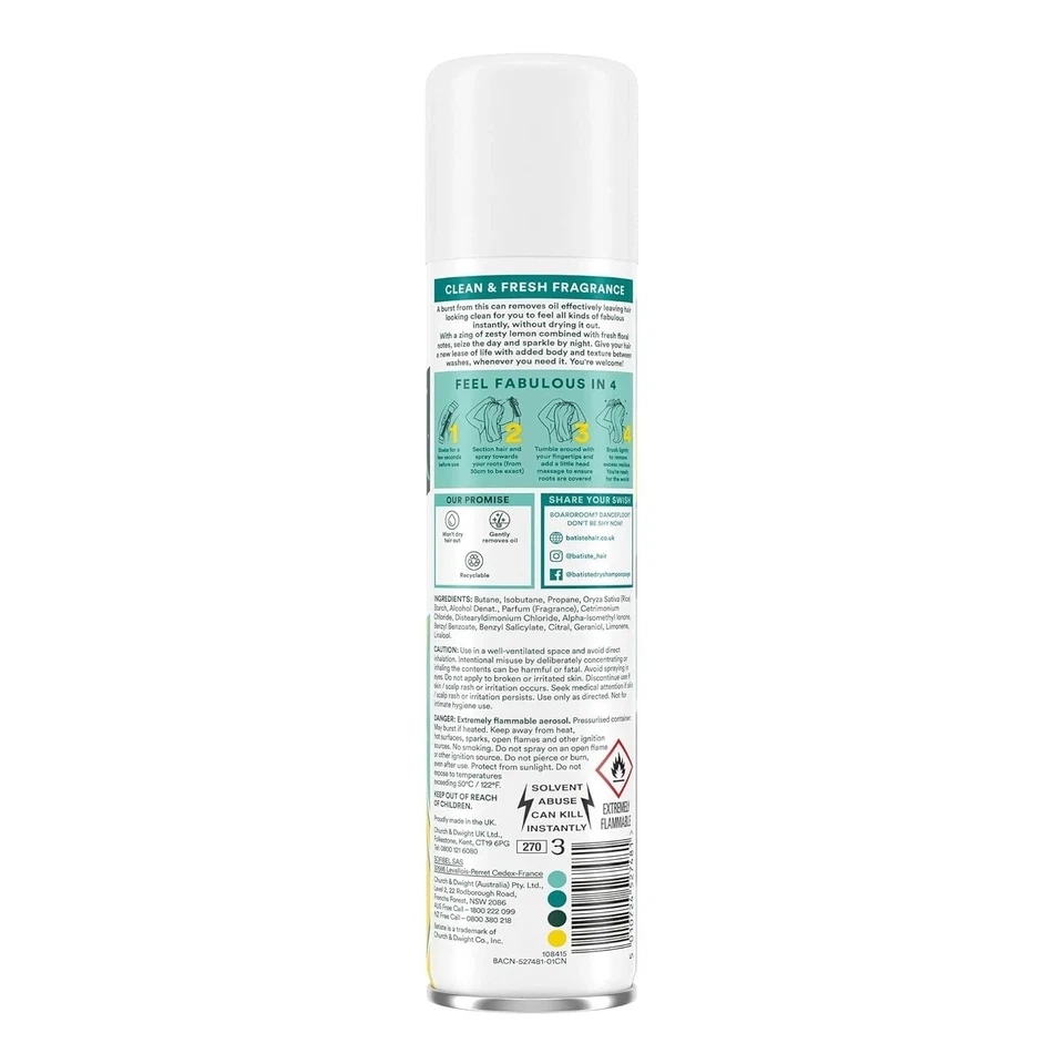 Batiste Dry Shampoo Original Classic Fresh 200ml 3-Pack Instant Hair Refresh - Image 4 of 4