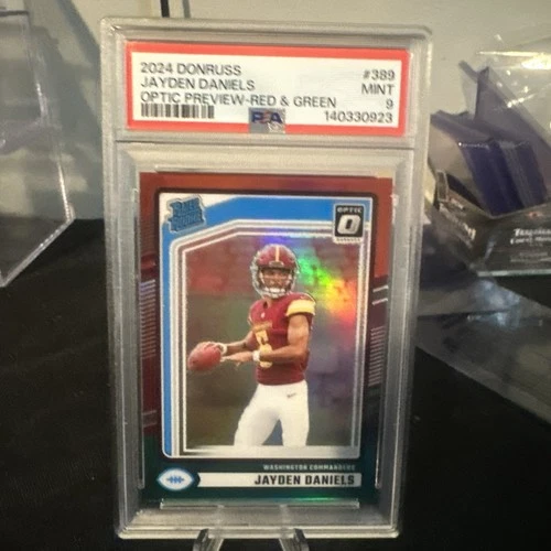 Jayden Daniels 2024 Donruss Optic Preview RED & GREEN PRIZM RATED ROOKIE RC #389