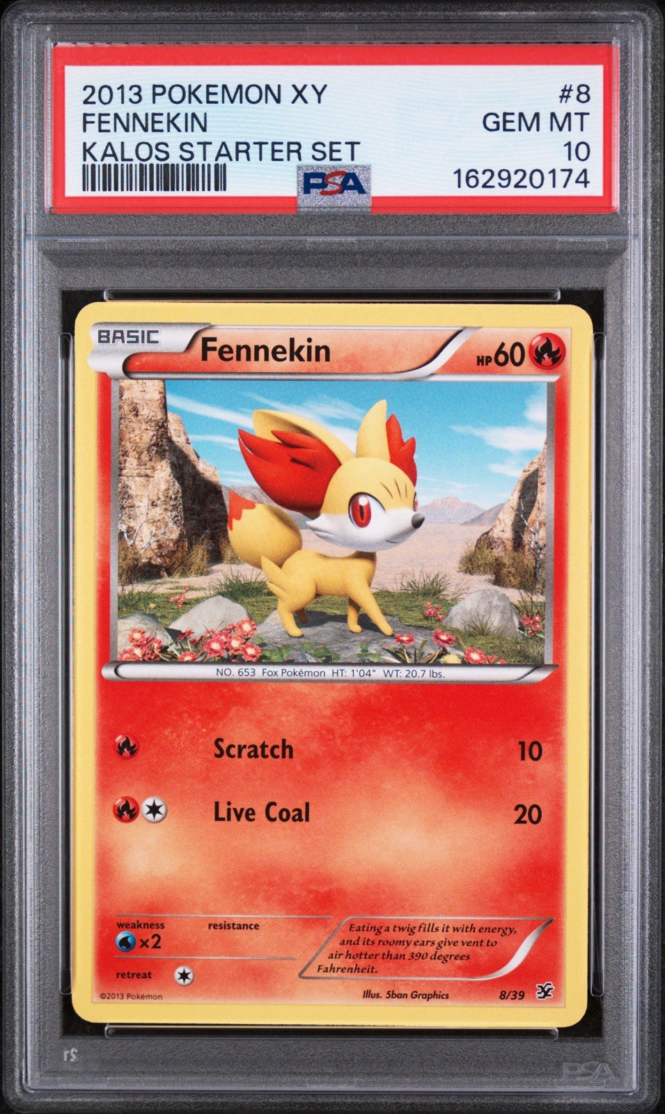 2013 POKEMON XY KALOS STARTER SET #8 FENNEKIN KALOS STARTER SET PSA 10 POP 1