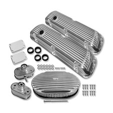 For Ford Sbf 64-73 Polished Short Valve Covers 12 Finned Air Cleaner Breather