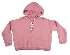 Aerie Sweatshirt Women's Medium Pink Cropped Ribbed Pullover Hoodie