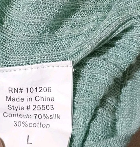 Maglione scollo V maglia cavo verde menta morbido dintorni grande misto seta cotone - Foto 10 di 10