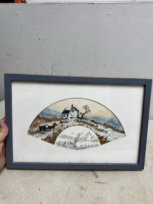 ed gifford signed artwork painting winter scene horse buggy 10x14 approx