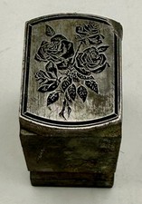 Vintage Printer Letterpress Block - METAL - ROSE CLUSTER - .5" X .35"