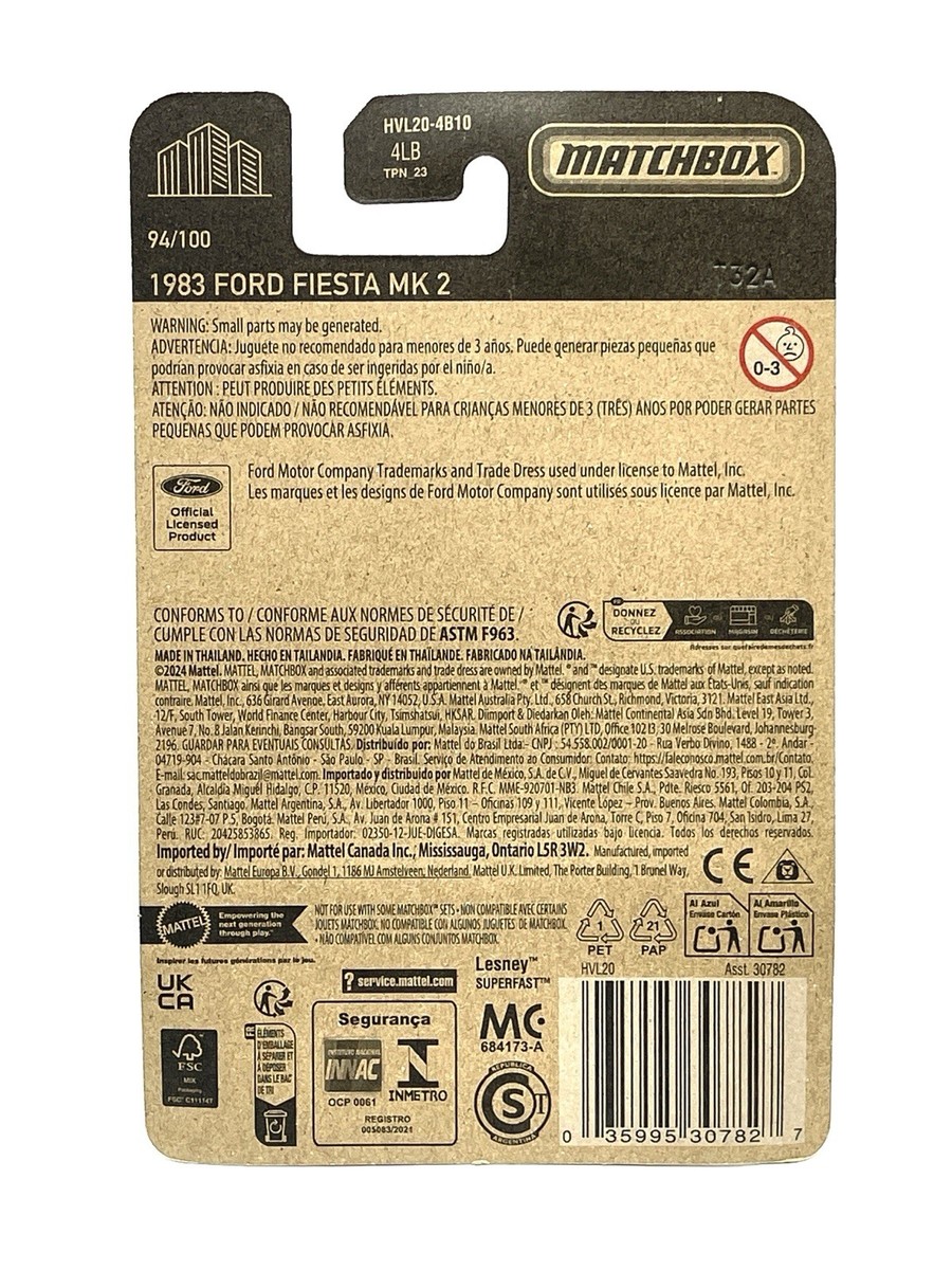 Matchbox 1983 Ford Fiesta MK2 1:64 – Modellino XR2i 2024, Imballo Originale