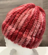 Skully Beanie Preppy Magenta & Pink Handmade Crocheted Hat NEW! Size S