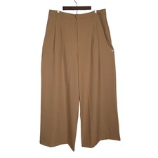 Fashion Nova Trousers Womens 1X Wide Leg High Rise Khaki Lagenlook Workwear