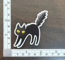 Spooky Black Cat Halloween Embroidered Iron On Patch
