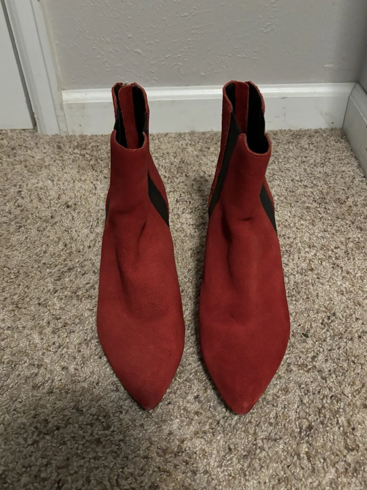 Kenneth Cole Reaction Mujer’s Rojo Botines Gamuza Cuero Talla 9 Foto 3 de 4