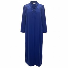 Vintage JC Penney Size M Half-Zip Robe Nightgown Lounge Puff Sleeves Raglan Blue