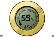 Prestige Import Group 2.5" Gold Digital Hygrometer for Cigar Humidor Calibration