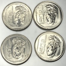 Lot of (4) MEXICO 1983 50 Centavos KM492 Palenque Mayan 1 year type coin -1679
