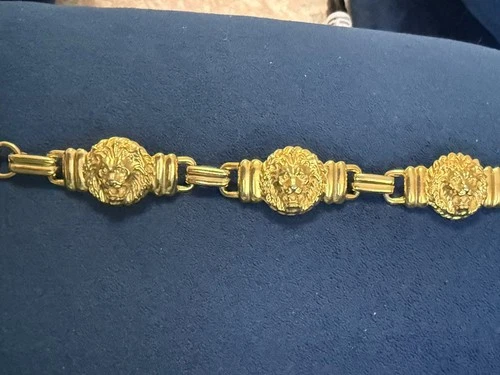 Vintage 80s/90s Lion Gold Tone Bracelet Costume Jewelry