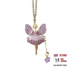 Butterfly Fairy Car Rear View Mirror Pendant, Crystal Rhinestone Mirror Purple