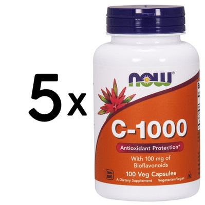 5 x NOW Foods Vitamin C-1000 with 100mg Bioflavonids - 100 (119,90 EUR/kg)