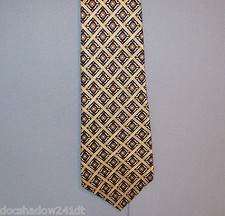 CERRUTI CXIII Gold & Black Geometric Silk Neck Tie made in USA #218
