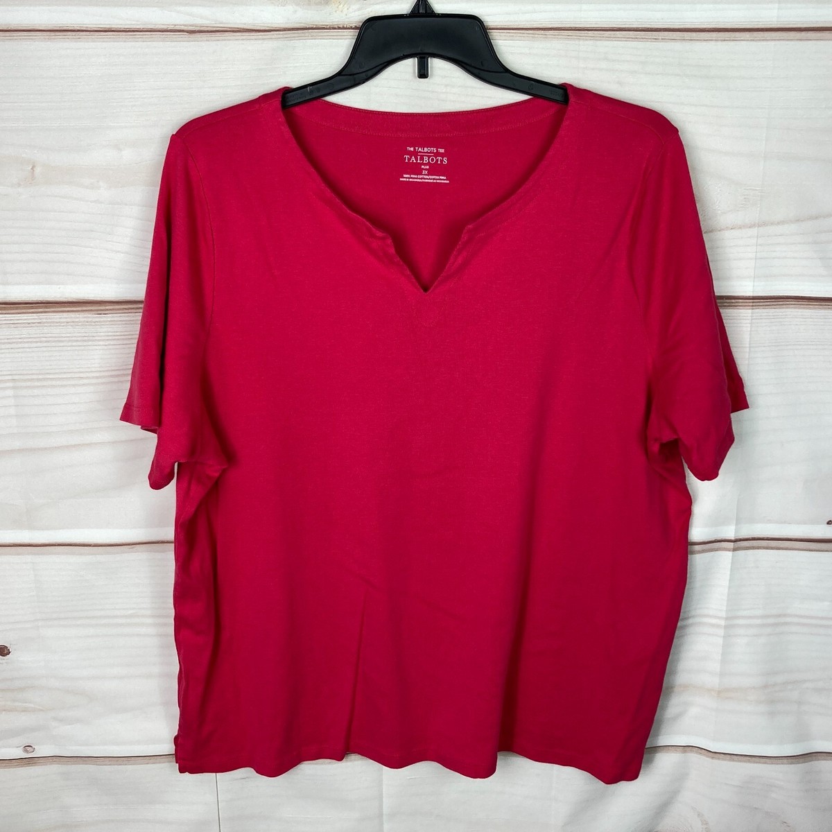 Talbots Top Womens 3X Pink Short Sleeve T-Shirt Pima Cotton Solid