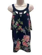 Naif Womens Blouse Multicolor Floral Short Sleeve Cold Shoulder Boho Plus 2X