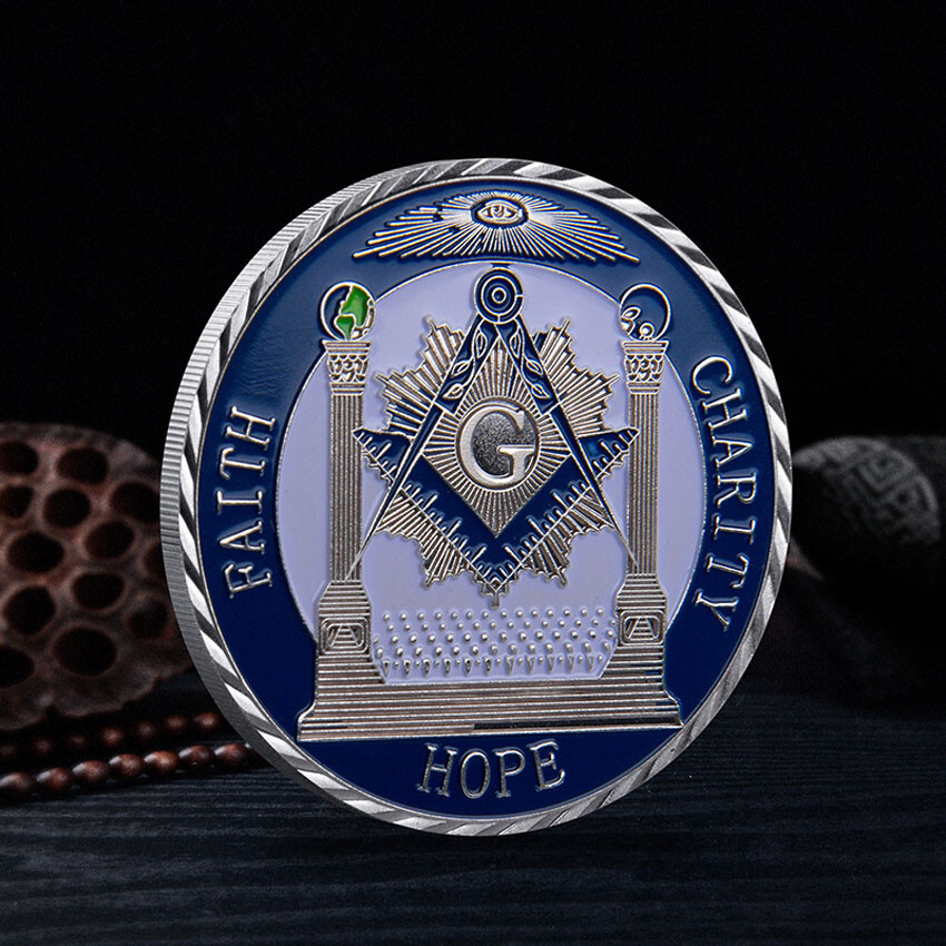 Hope Charity Coin Faith Masonic Freemasonry Member Silver Plated Commemorative
