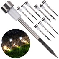 10X LED Solarleuchte Solar Leuchten Edelstahl Solarlampe Gartenleuchten Garten