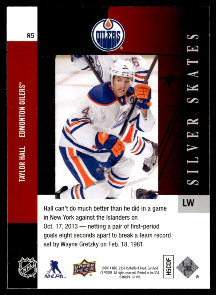 2013-14 SP Authentic 1993-94 Retro Silver Skates Taylor Hall Edmonton Oilers #R5 - Image 2 of 2