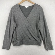 MICHAEL STARS Top L Knit Claudine Convertible Surplice Sparkle Madison Gray USA