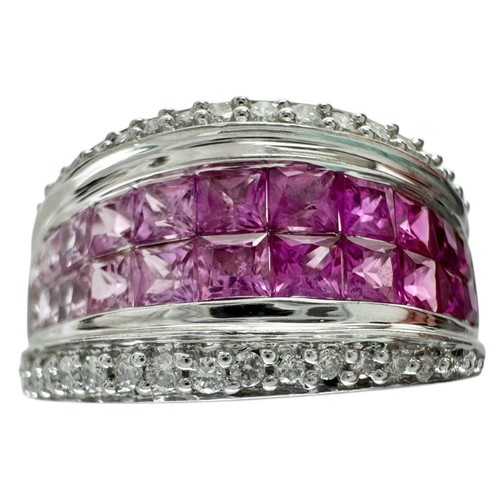 US 7.2 Mystery Setting/Gradación Zafiro rosa 0.95ct Rubí 0.70ct diamante 0. - Imagen 7 de 9