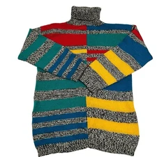 Vintage GITANO KNITS Women’s Size Small Multi Color Block Stripe Turtleneck