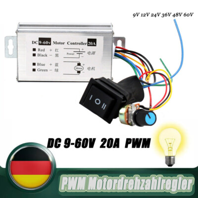 DC Motordrehzahlregler Switch 9V 12V 60V PWM Motor Vorwärts Rückwärtsschalter DE