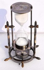Antique Brass Sand Timer Hourglass with Wheel...