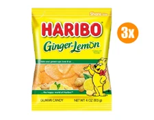 3x Bags HARIBO Gummi Candy, Ginger-Lemon - 4oz Each