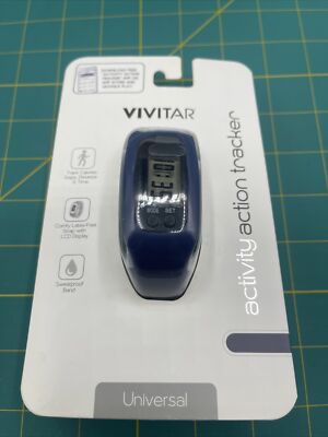 VIVITAR ACTIVITY ACTION TRACKER LCD WRIST WATCH BLUE BAND AT-057-DEN NIB NEW