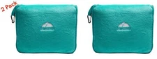 BlueHills 2 - Pack Premium Soft Compact Large Travel blanket pillow - Teal Green
