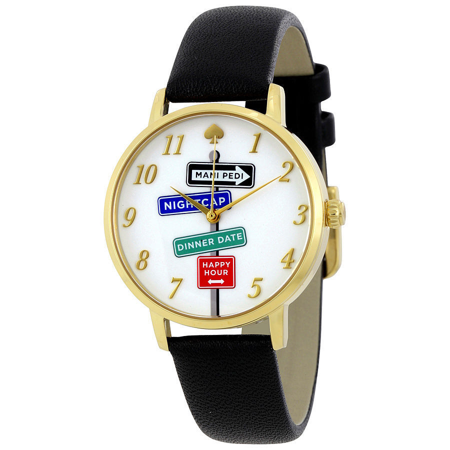 kate spade new york logo dial leather strap watch, 34mm Kate Spade Metro 34mm Black Leather Strap Black Dial Quartz  main image 2