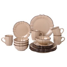 16 Piece Scalloped Edge Dinnerware set for Hosting Parties and Events - COCOA