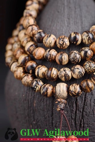 8mm*108 Malaysia Wild Agarwood Bracelet Malas Meditation Agilawood Prayer Beads - Picture 8 of 9