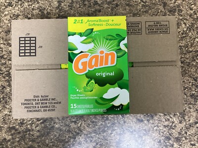 Gain Dryer Sheets, Original Scent Laundry Fabric Softener Sheets with 2-in-1
