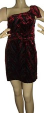 Silence + Noise Dress Womens Size Small Red Black One-Shoulder velvet party y2k