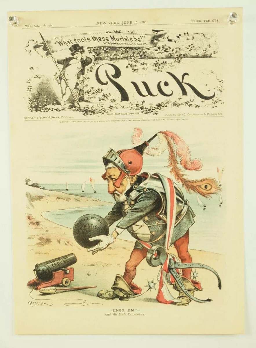 original 1886 PUCK magazine cover caricature James Blaine