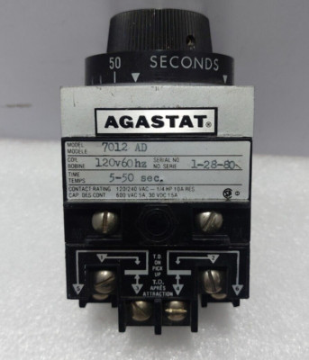 Agastat 7012AD Zeitverzögerungsrelais Spule 120V60Hz Zeit 5-50 Sek