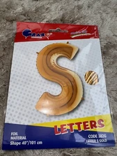 Large Metallic Gold Letter S Uninflated Helium Balloon